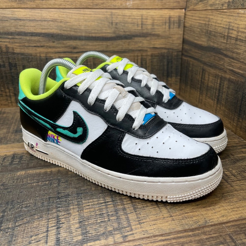 Nike Air Force 1 Low Youth 7Y Black White Multi Color DX3349-100 Sneaker